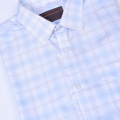 Men's White Slim Fit Checked Formal Shirt