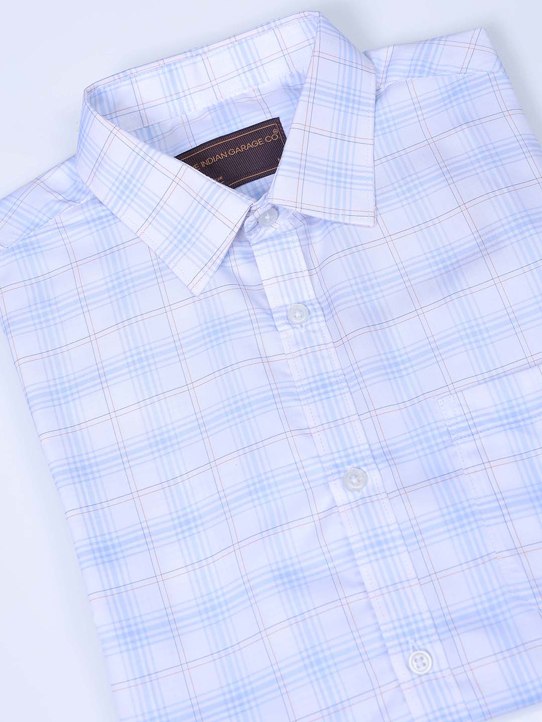 Men's White Slim Fit Checked Formal Shirt
