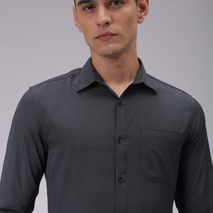 Men's Black Slim Fit Solid Formal Shirt