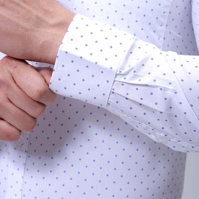 Men's White Slim Fit Ditsy Printed Formal Shirt