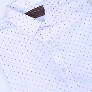 Men's White Slim Fit Ditsy Printed Formal Shirt