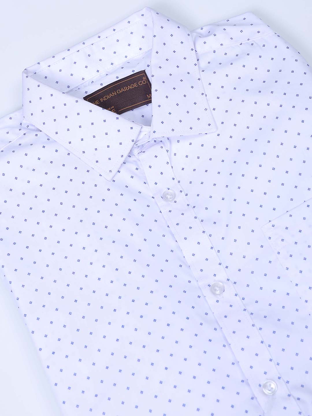 Men's White Slim Fit Ditsy Printed Formal Shirt