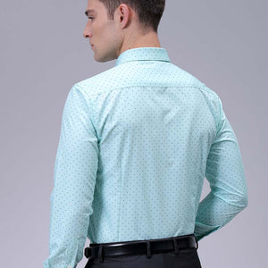 Men's Green Slim Fit Ditsy Printed Formal Shirt