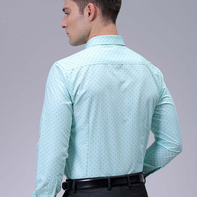 Men's Green Slim Fit Ditsy Printed Formal Shirt