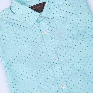 Men's Green Slim Fit Ditsy Printed Formal Shirt