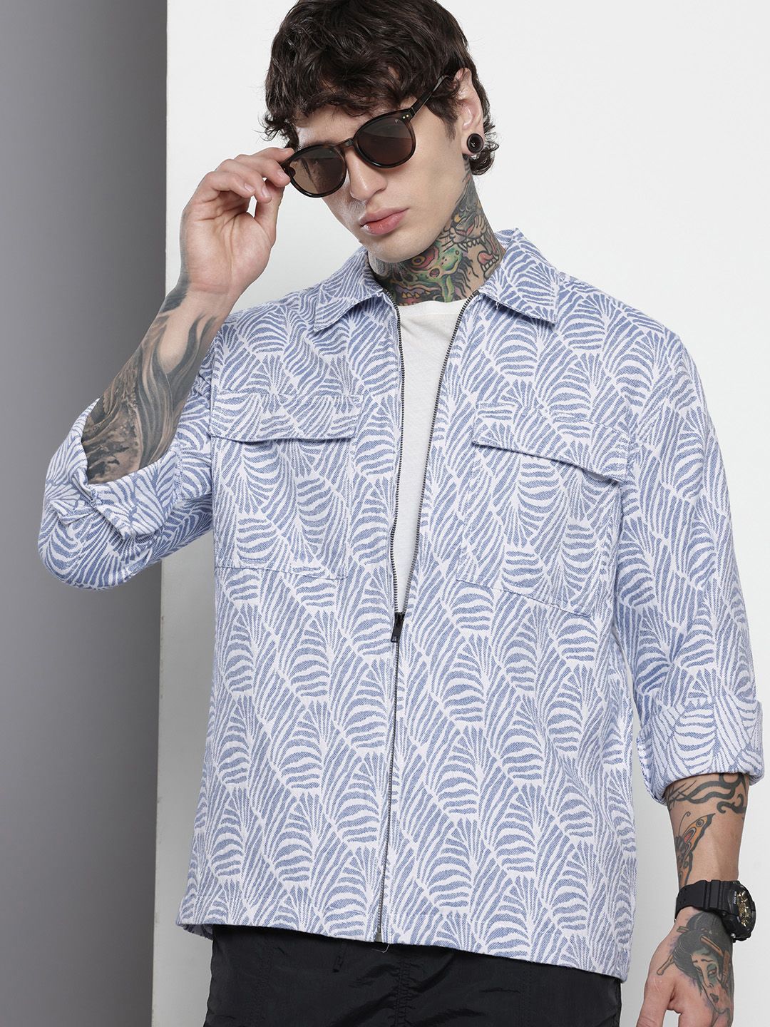 Men's White Regular Fit Textured Casual Shirt