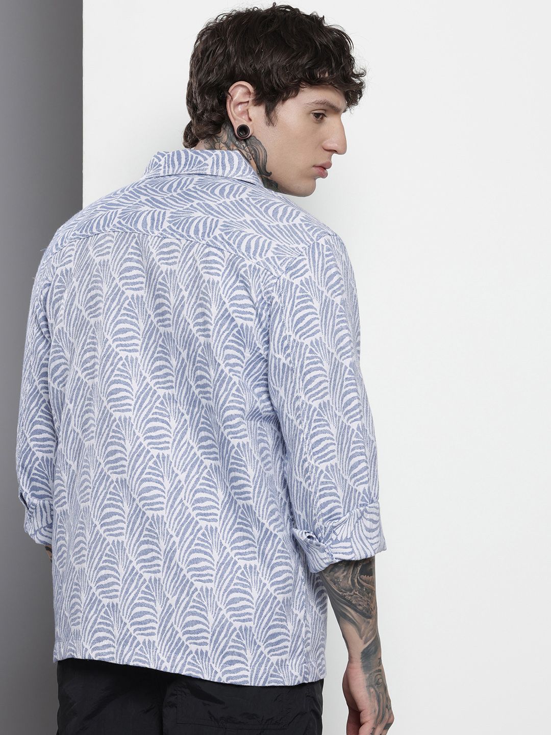 Men's White Regular Fit Textured Casual Shirt