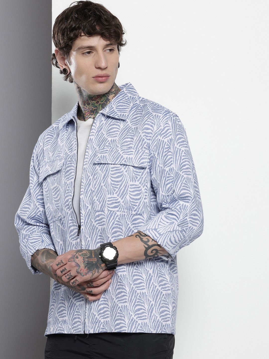 Men's White Regular Fit Textured Casual Shirt