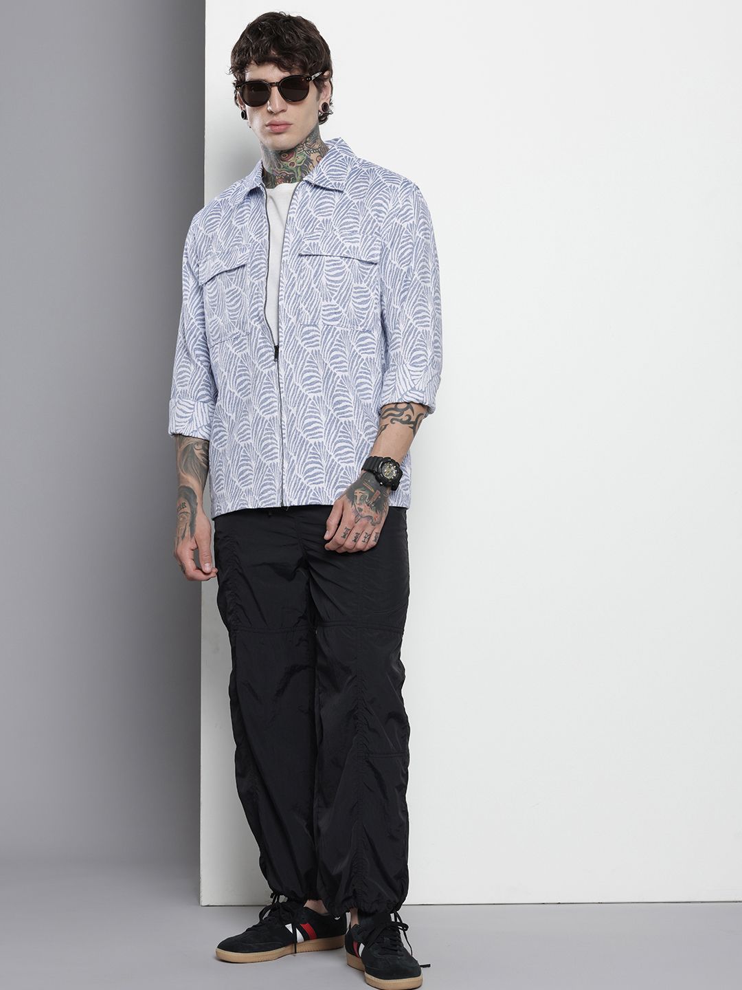 Men's White Regular Fit Textured Casual Shirt