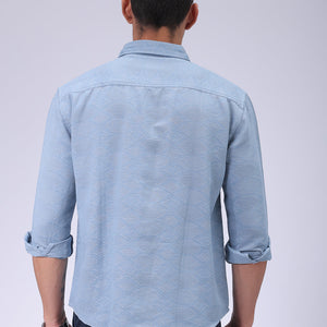 Men's Blue Relaxed Fit Textured Shirt