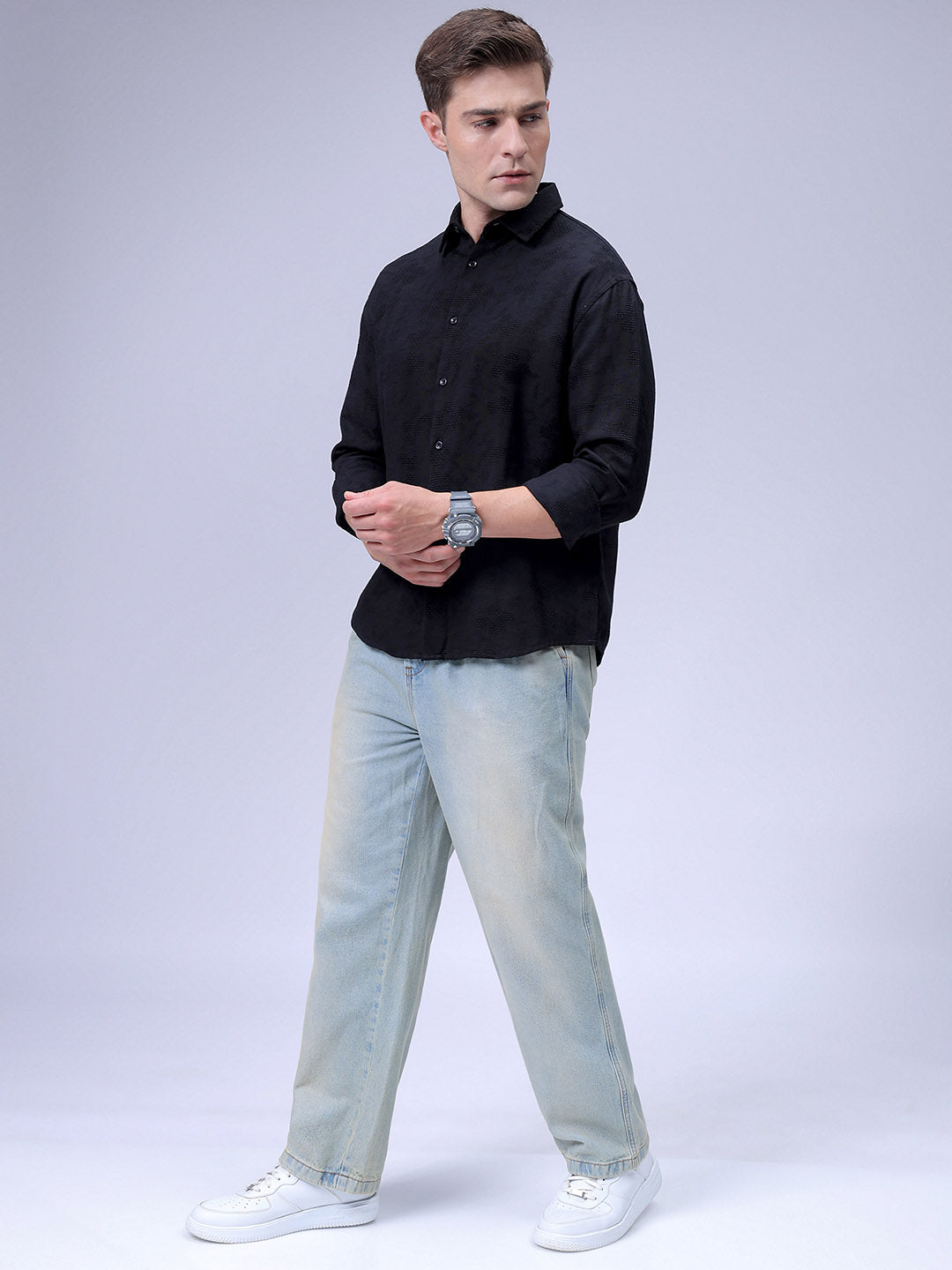 Men's Textured Relaxed Fit Shirt