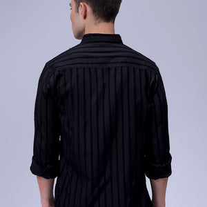 Men's Black Slim Fit Textured Casual Shirt