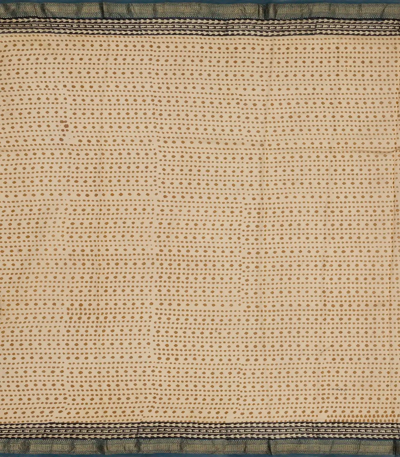 Beige Handloom Chanderi Cotton Saree With Printed Floral Motifs