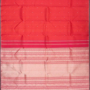 Dark Peach Handloom Kanchipuram Silk Saree With Jaal Kamalam Motifs
