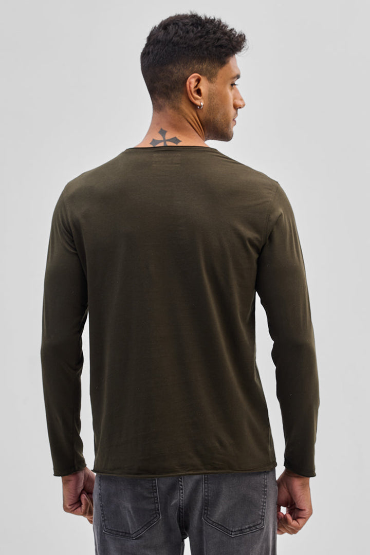 Olive Stretch Full Sleeve T-Shirt