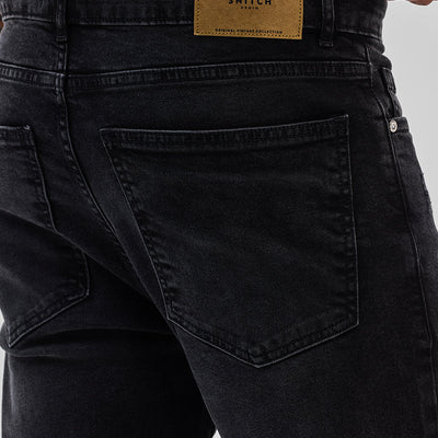 Black Distressed Slim Fit Jeans