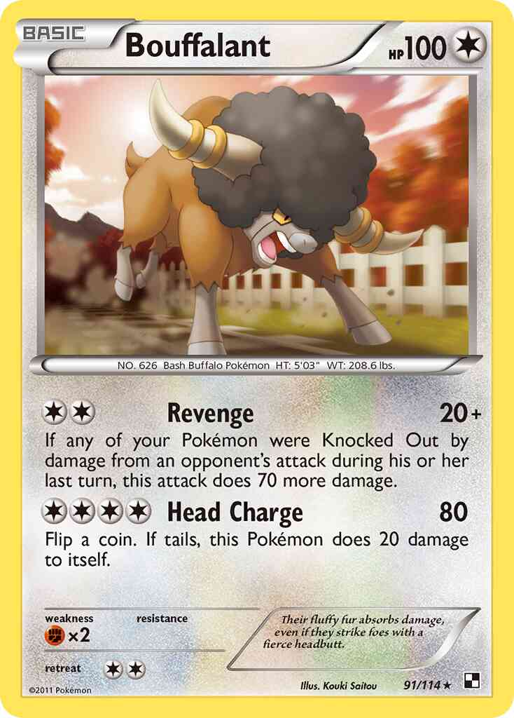 Bouffalant - 91/114 - Rare [bw1-91] [Reverse Holo]