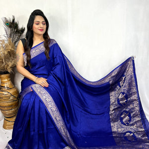 Dola Silk Golden Zari Border Saree