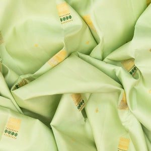 Pista Green Handloom Kanchipuram Silk Saree With Meena Buttas