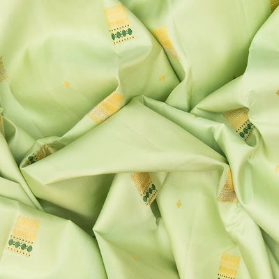 Pista Green Handloom Kanchipuram Silk Saree With Meena Buttas