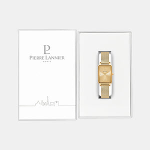 Ariane Women Quartz Gold Dial Analog Mesh Watch 057H542