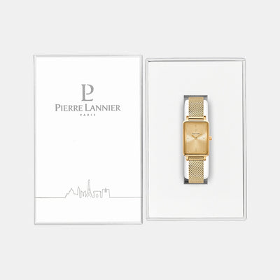 Ariane Women Quartz Gold Dial Analog Mesh Watch 057H542