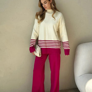 Ariana Striped Premium Winter Coord Set - Tracksuit