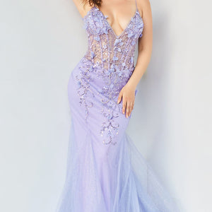 3D Floral Sleeveless Mermaid Dress by Jovani 05839