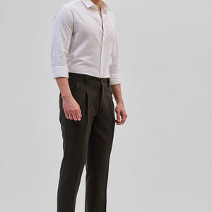 Dark Brown Slim Fit Stretch Trousers
