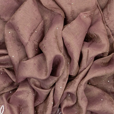 Dusty Pink Woven Georgette Silk Saree With Embroidery