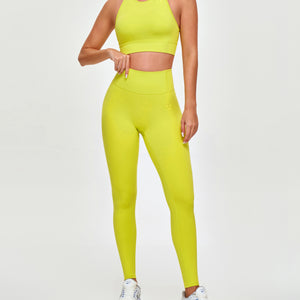 High Neck Sports Bra - Yellow