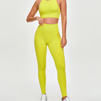 High Neck Sports Bra - Yellow