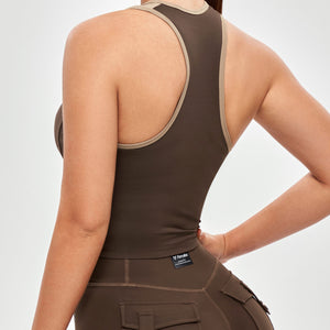 Cutout Tank Top - Dark Brown