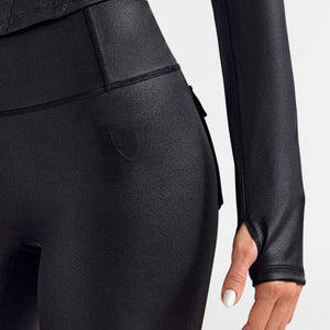 Faux Leather Cargo Moto Jacket - Black