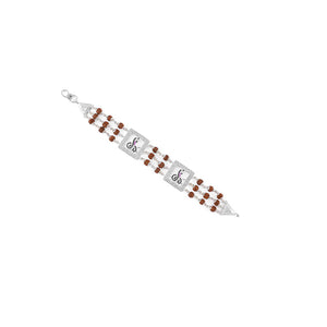 Rudraksha Silver Two Goga Triple Line Bracelet