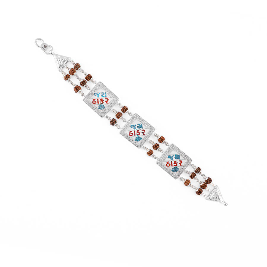 Rudraksha Silver Three Jay Thakar Brooch Bracelet