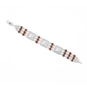 Rudraksha Silver Dimond Om Brooch Bracelet