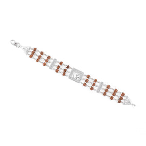 Rudraksha Silver Om Tripal Line Bracelet