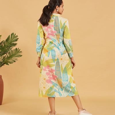 Abstract Tropical Printed Dress