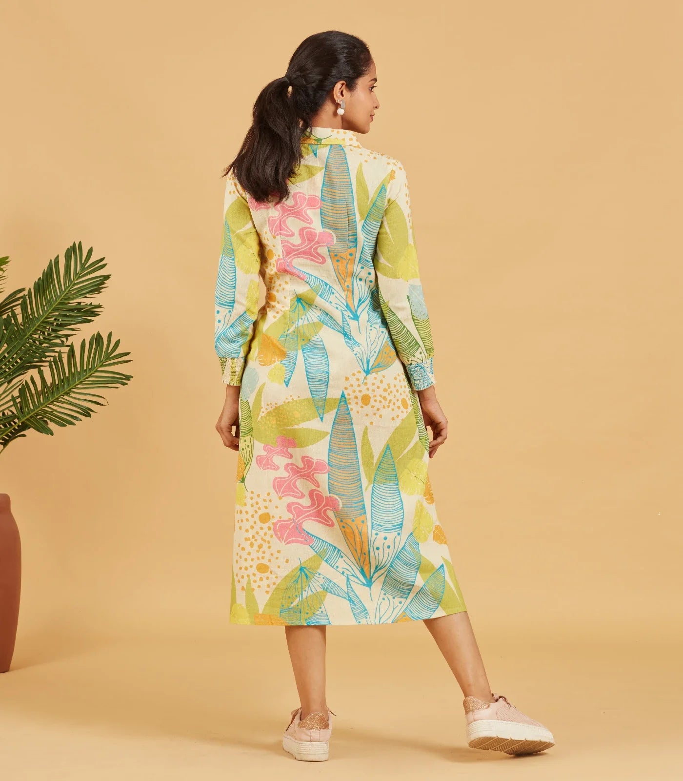 Abstract Tropical Printed Dress