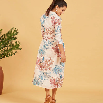 Beige Printed Dress
