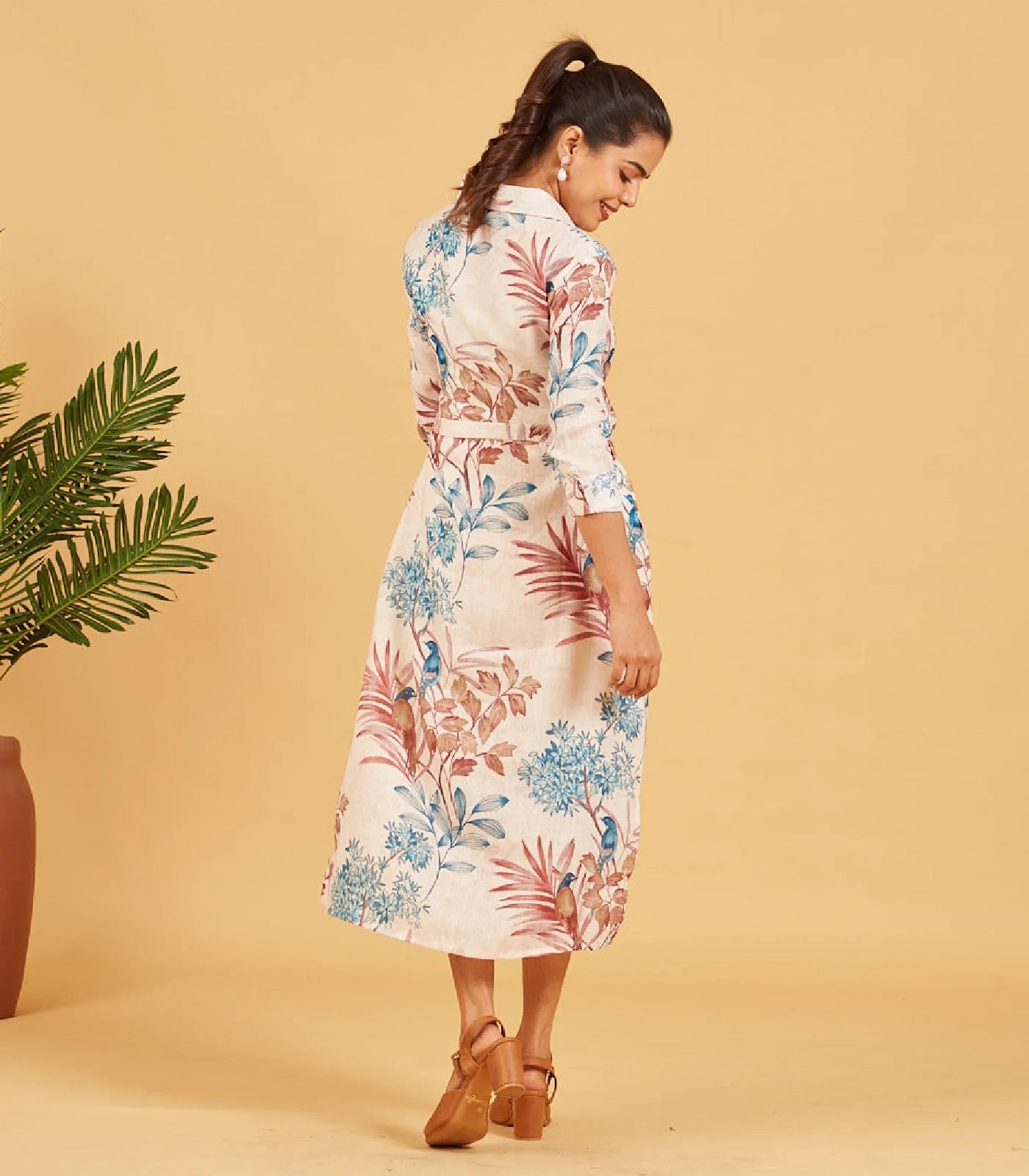 Beige Printed Dress