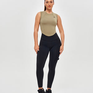 Curved Hem Tank Top - Brown