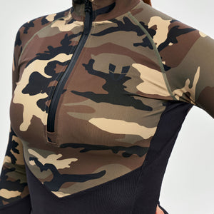 Half Zip Long Sleeve Top - Earth Camo