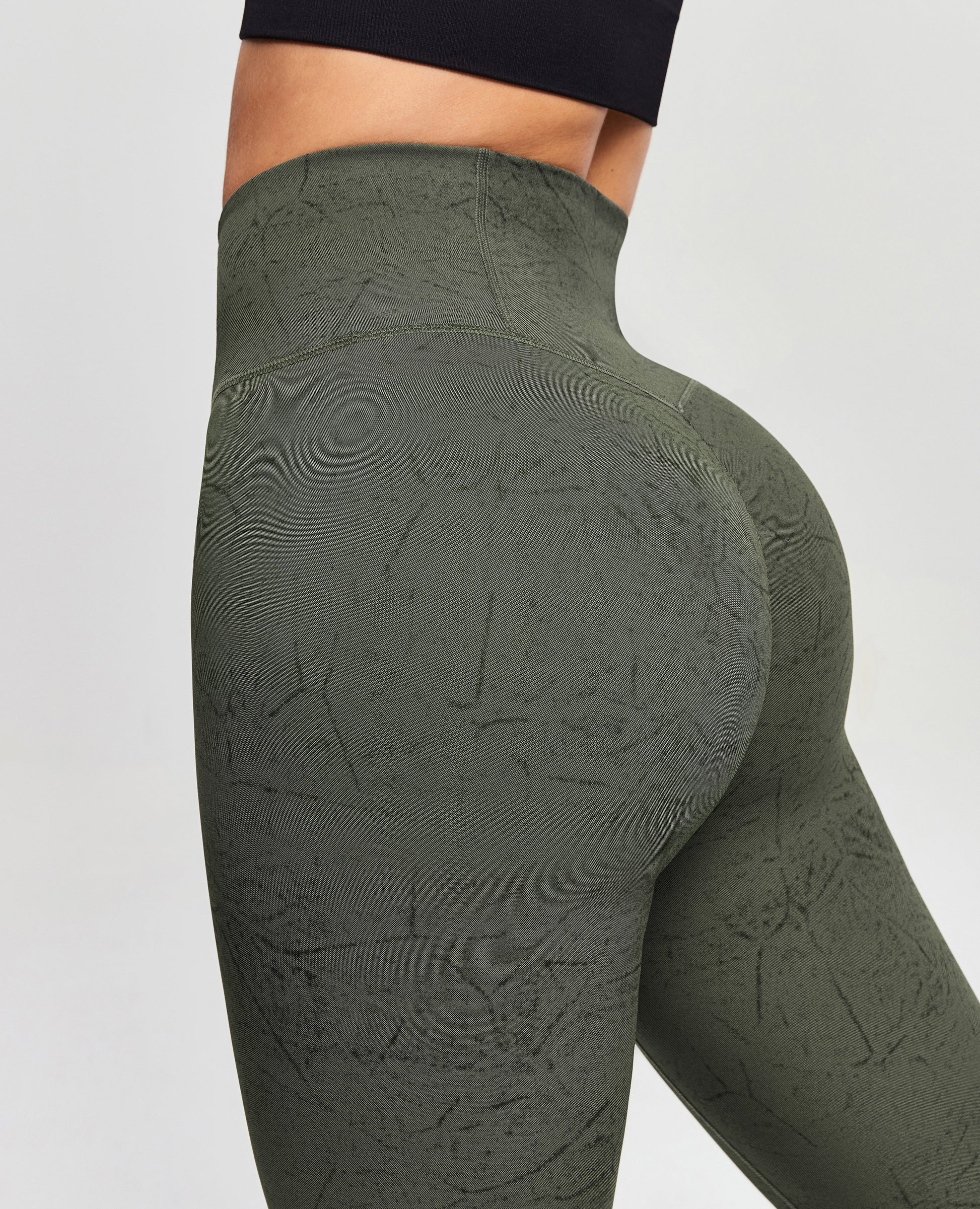 Scrunch Butt Leggings - Moss Green Tie Dye
