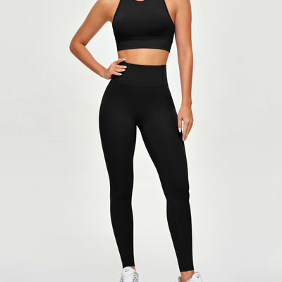 High Neck Sports Bra - Black
