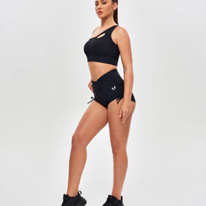 One Shoulder Sports Bra - Black