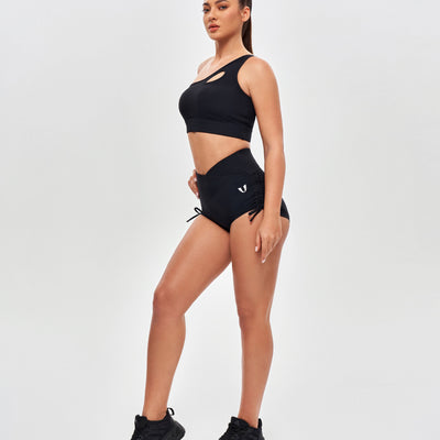 One Shoulder Sports Bra - Black