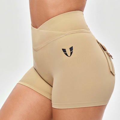 V-waist Cargo Shorts Plus-Khaki Yellow