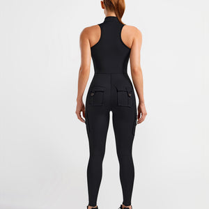 Cargo Pocket Long Bodysuit - Black